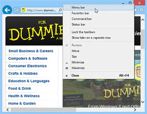 Put Menus And Toolbars Back On Internet Explorer 11 Dummies