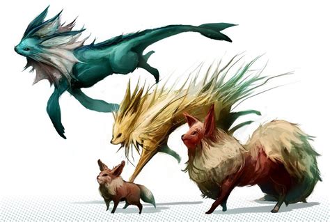 Eeveelutions Kanto By Mrredbutcher On Deviantart Pokemon Realistic