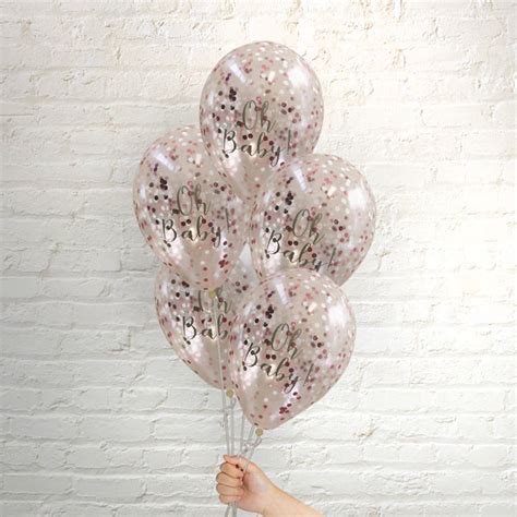 Pop Balloons Pink Oh Baby Confetti Balloons 5 Pack Nz Build A