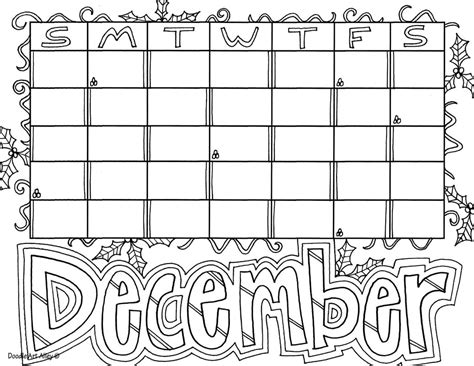 December Coloring Pages Doodle Art Alley Coloring Calendar