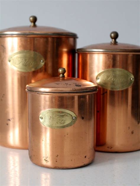 Vintage Copper Kitchen Canisters Set Of 3 Etsy