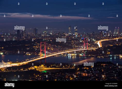 Bosphorus And Bridge At Night Istanbul Turkey Stock Photo Alamy