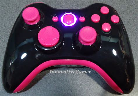 Custom Glossy Black And Pink Xbox 360 Wireless Controller