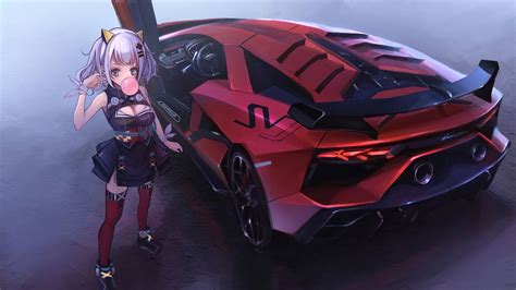 2560x1440 Anime Girl Lamborghini Aventador Sv 1440p Resolution Hd 4k