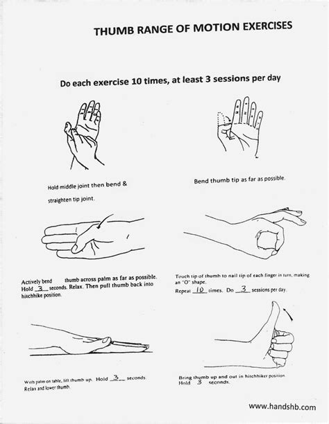 thumb range of motion exercises with images hand therapy exercises hand therapy home
