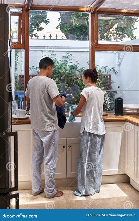 Couple Doing The Dishes Stock Photo Image Of Black Housework 60392674
