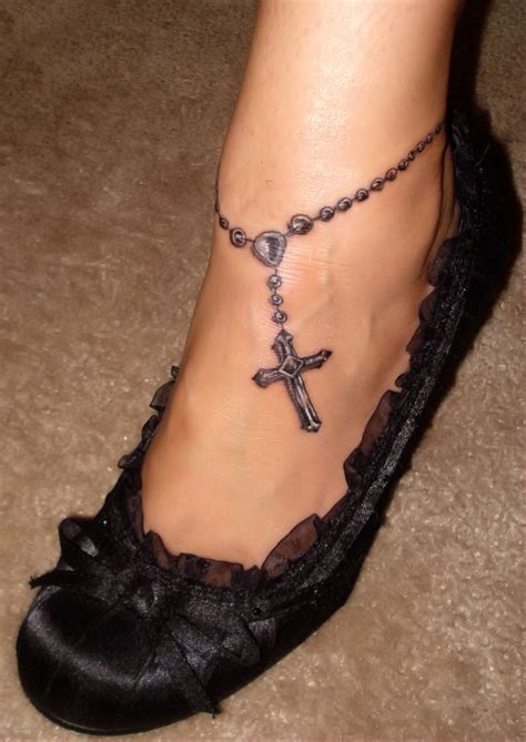 We're used to seeing sketches on paper, but this work of art uses skin as the canvas. rosary tattoo - Google Search | Anklet tattoos, Anklet tattoos for women, Rose tattoos for women