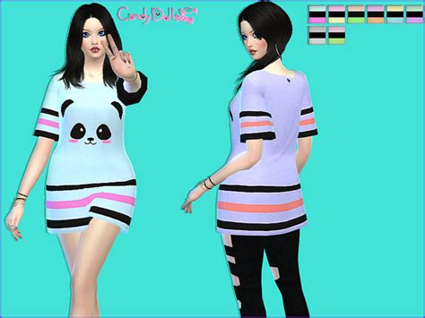 The Sims Resource Candydoll Cute Panda Oversize Tee