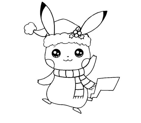 Coloriage Pikachu Noel à Imprimer