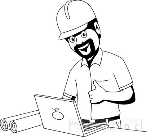 Occupations Clipart Black White Builder Black White Clipart