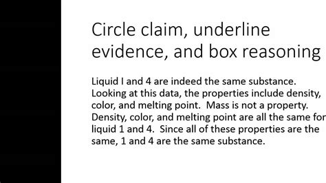 Cer Claim Evidence And Reasoning Youtube