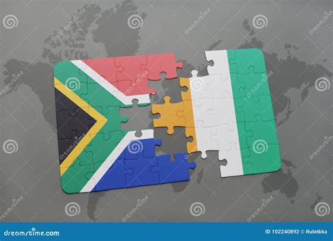 Puzzle With The National Flag Of South Africa And Cote Divoire On A