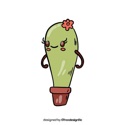 Cute Cartoon Kawaii Cactus Clipart Vector Free Download