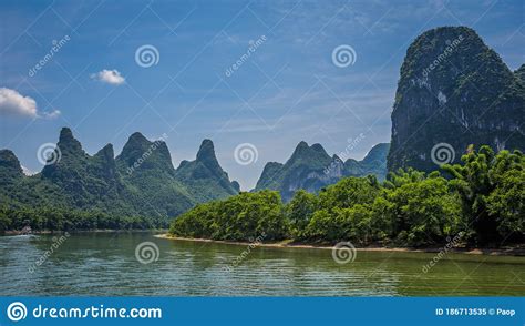 Panorama Of Li River In China Stock Image Image Of Landscape