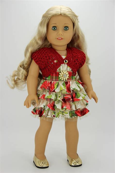 Handmade 18 Inch Doll Clothes Christmas Ruffled Dress And Etsy