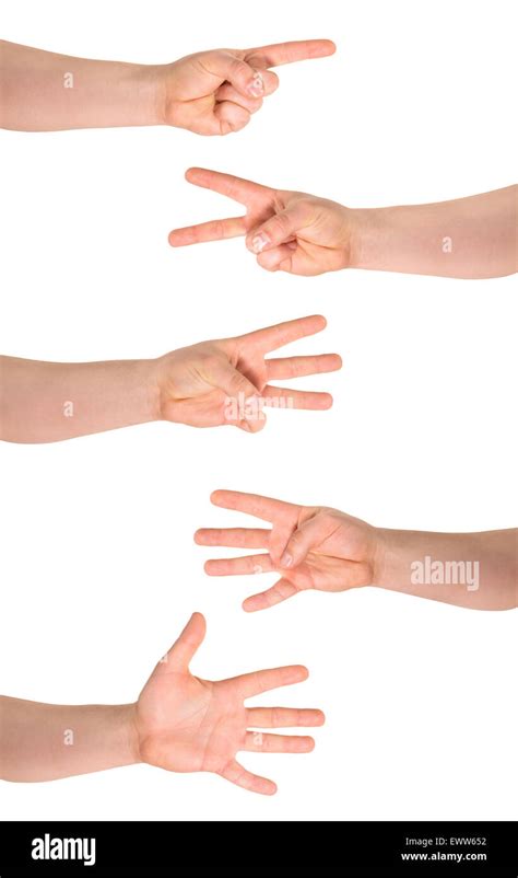 One To Five Fingers Count Hand Gesture Isolated Stock Photo Alamy