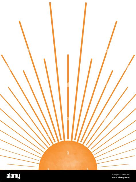 Orange Sun Burst Illustration Boho Sun Print Boho Minimalist