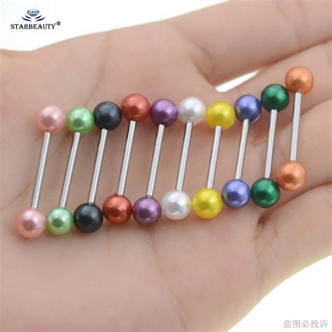 Starbeauty 10pcs Chirurgisch Staal Barbell Tong Piercing Plastic Bal Tepel Ring Sex Tong Ringen