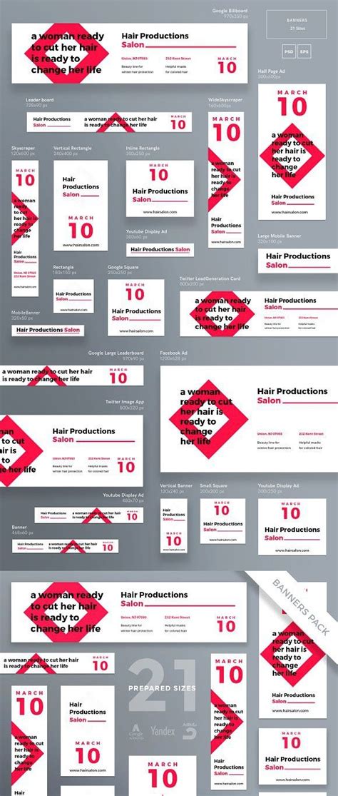 Customize it to your liking, create your own, or get free design services now! Banners Pack | Hair Salon | Banner ads design, Web banner ...