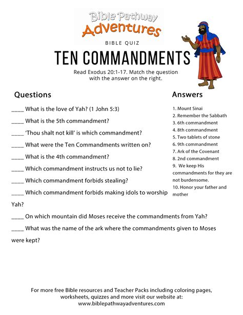 Ten Commandments Quiz For Kids Free Download Scripture Lessons