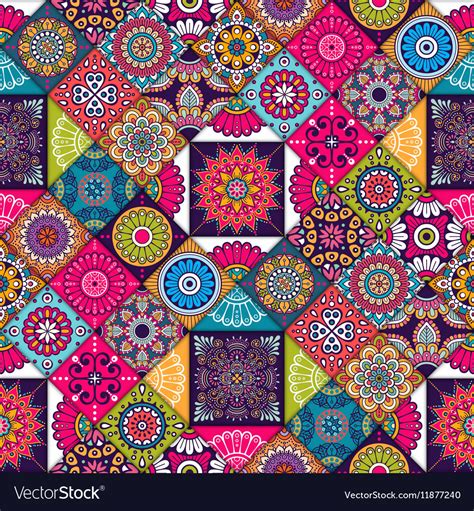 Ethnic Floral Seamless Pattern Royalty Free Vector Image