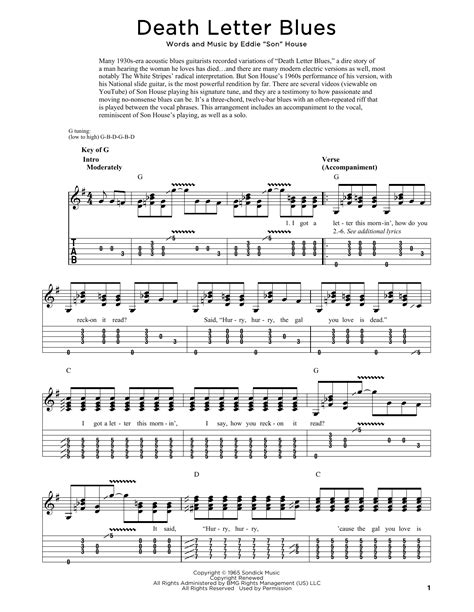 Death Letter Blues Sheet Music Son House Dobro