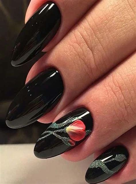 emerald black acrylic nails | Дизайнерские ногти, Ногти, Красивые ногти