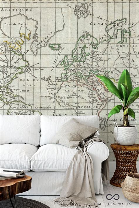 Vintage World Map Wall Murals And Wallpaper Map Wall Mural Wall Murals