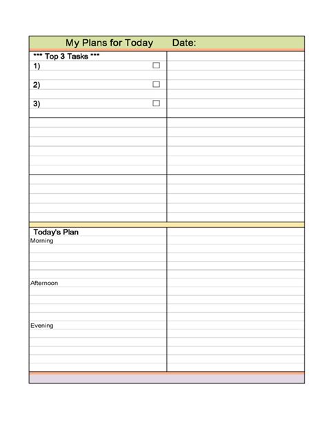 Daily Planner Sample Form Free Download