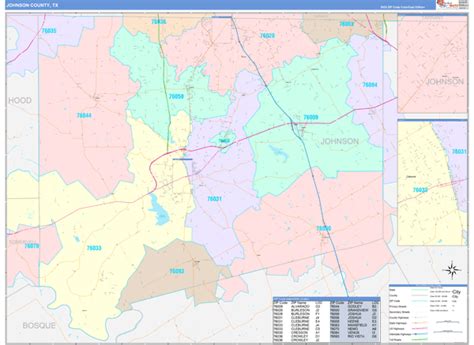 Johnson County Tx Zip Code Maps Color Cast