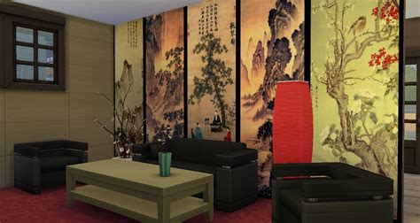 Simsdelsworld The Sims 4 Chinese Wall 01 Historical Paints