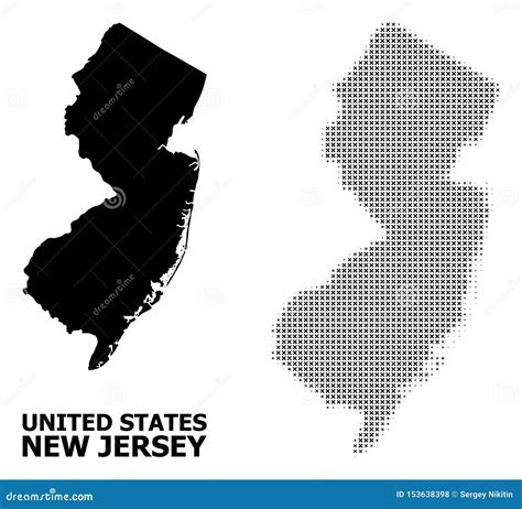 Vector Halftone Mosaic And Solid Map Of New Jersey State Stock Vector