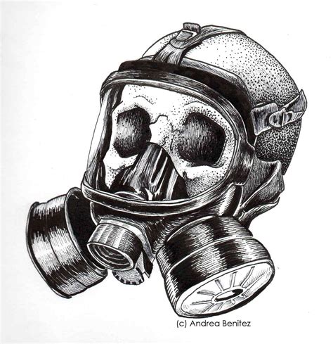 Detailed Line Art Gas Mask
