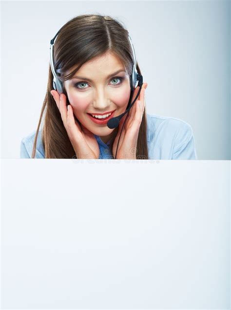 Portrait Of Woman Customer Service Worker Call Center Smiling Stock Image Image Of Lady