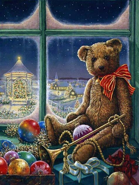 Pin By Pinner On Christmas Window Drawings Bear Paintings Teddy Bear