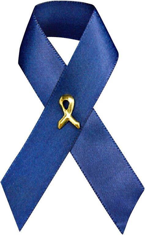 Fundraising For A Cause Satin Rectal Cancer Ribbon Pins Dark Blue