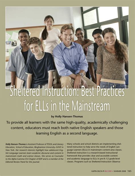 Pdf Sheltered Instruction Best Practices For Ells In The Mainstream