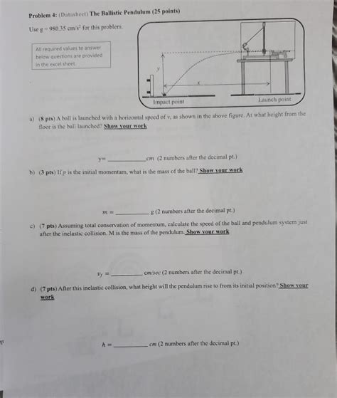 Please be sure to answer the question. Pivot Interactives Ballistic Pendulum Answers ...