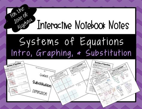 After you enter the system of equations, algebra calculator will solve the system x+y=7, x+2y=11 to get x=3 and y=4. Systems of Equations: Intro, Graphing, & Substitution NOTES (GSE Algebra 1) | Equations, Systems ...