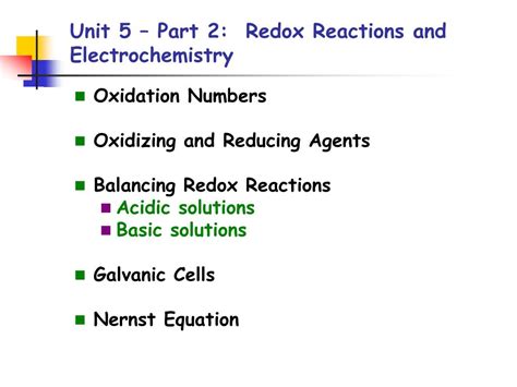 Ppt Unit 5 Part 2 Redox Reactions And Electrochemistry Powerpoint Presentation Id4566213