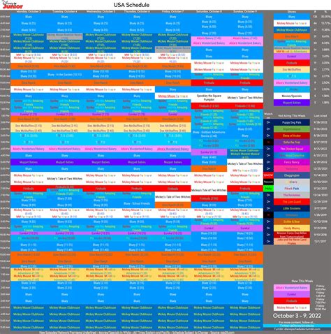 Disney Schedule Archive on Twitter: "Disney Junior's schedule for 10/3