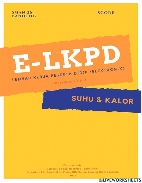 E Lkpd Suhu Dan Kalor Online Worksheet