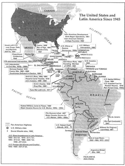 Map Of Us Interventions In Latin America Since Wwii Learning Spanish How To Speak Spanish