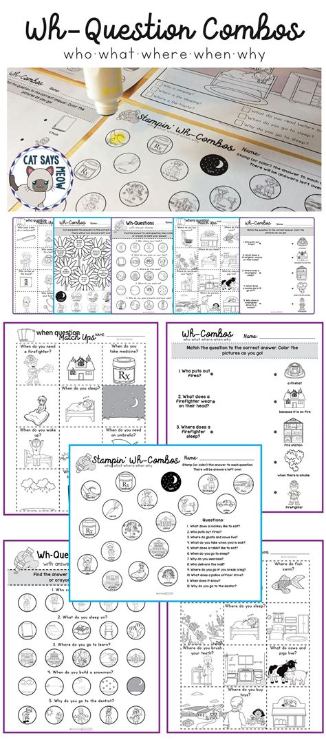 No Prep Wh Question Combos 2 Who What Where When Why Homework