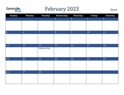 Guam February 2023 Calendar With Holidays