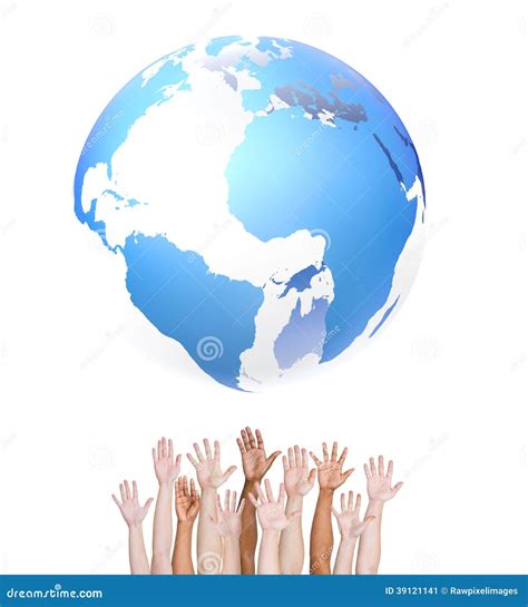 Diverse People S Hands With The Globe Stock Illustration Illustration