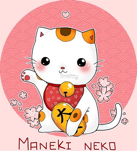 Maneki Neko Kawaii Japanese Lucky Cat By Linkitty Redbubble