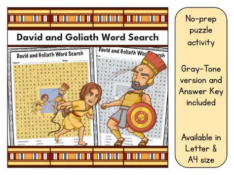 David And Goliath Word Search Puzzle Bible Activity Worksheet