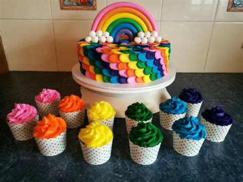 Rainbow Cake And Matching Cupcakes Rainbow Cake Desserts Cake