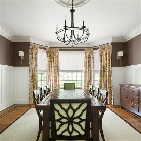 Transitional Brown Dining Room With Bay Window Hgtv